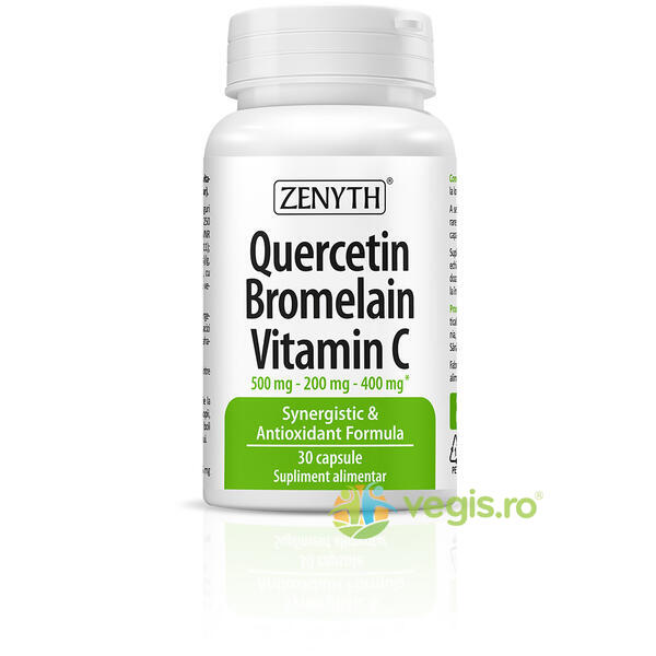 Quercetin Bromelain Vitamina C 30cps, ZENYTH PHARMA, Capsule, Comprimate, 1, Vegis.ro