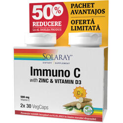 Immuno C plus Zinc si Vitamina D3 30cps+30cps (50% reducere la al doilea produs) Secom, SOLARAY
