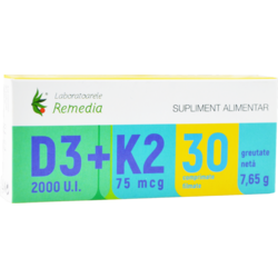 Vitamina D3 2000U.I + K2 75mcg 30cpr REMEDIA