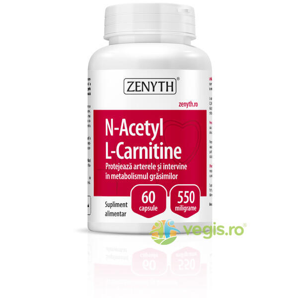 N-Acetyl L-Carnitine 550mg 60cps, ZENYTH PHARMA, Capsule, Comprimate, 1, Vegis.ro