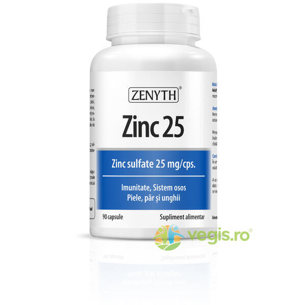 Zinc 25mg 90cps, ZENYTH PHARMA, Vitamine, Minerale & Multivitamine, 1, Vegis.ro