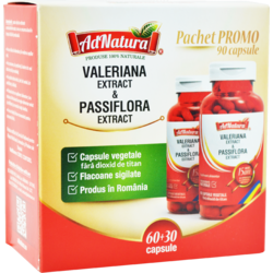 Pachet Valeriana si Passiflora Extract 60cps+30cps ADNATURA