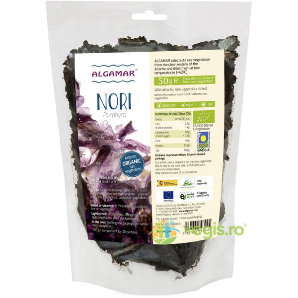 Alge Nori Ecologice/Bio 50g, ALGAMAR, Alimente BIO/ECO, 1, Vegis.ro