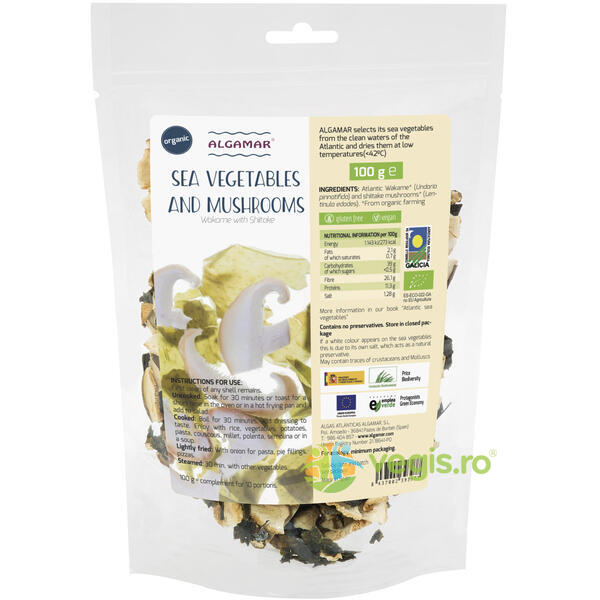 Alge Marine cu Ciuperci Shiitake Ecologice/Bio 100g, ALGAMAR, Alimente BIO/ECO, 1, Vegis.ro