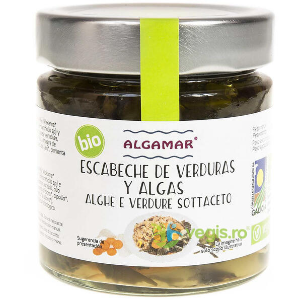 Escabeche de Legume cu Alge Marinate Ecologice/Bio 190g, ALGAMAR, Creme tartinabile, 1, Vegis.ro