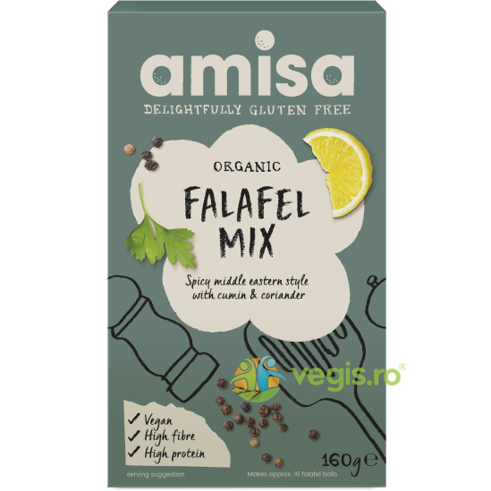 Mix pentru Falafel fara Gluten Ecologic/Bio 160g, AMISA, Faina, Tarate, Grau, 1, Vegis.ro