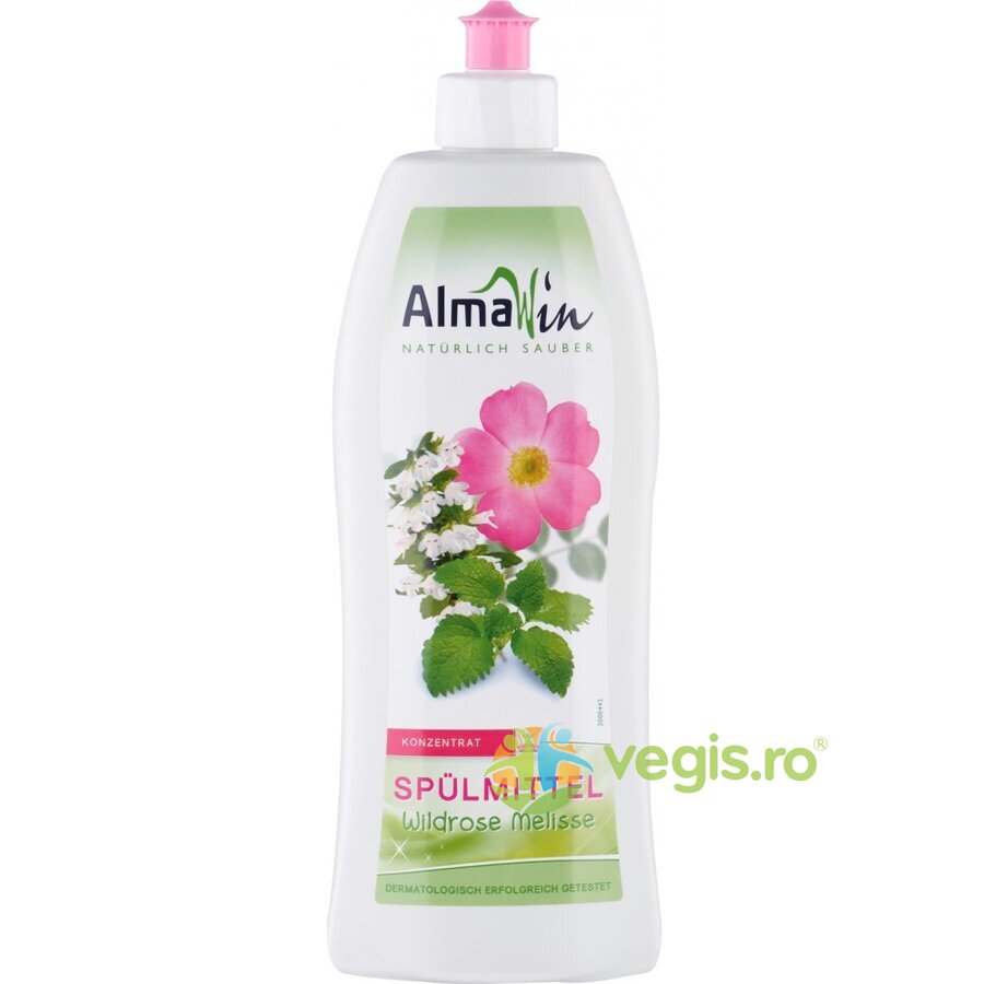 Detergent de Vase Concentrat cu Trandafir Salbatic si Melisa Ecologic/Bio 500ml (Melisa) Detergent Vase