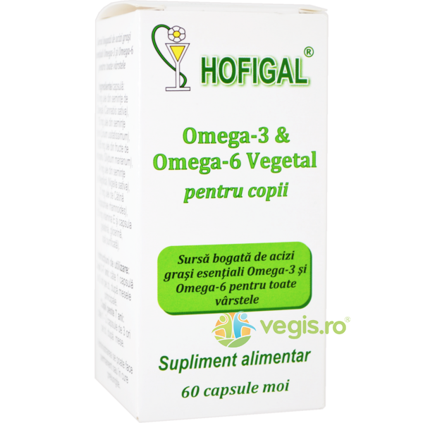 Omega 3 si Omega 6 Vegetal pentru Copii 60cps, HOFIGAL, Mamici si copii, 1, Vegis.ro