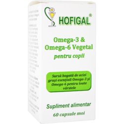 Omega 3 si Omega 6 Vegetal pentru Copii 60cps HOFIGAL