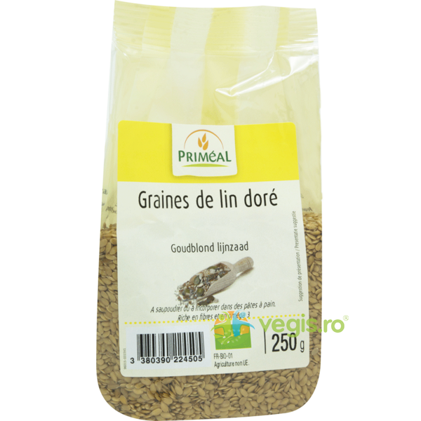 Seminte de In Auriu Ecologice/Bio 250g, PRIMEAL, Cereale boabe, 2, Vegis.ro