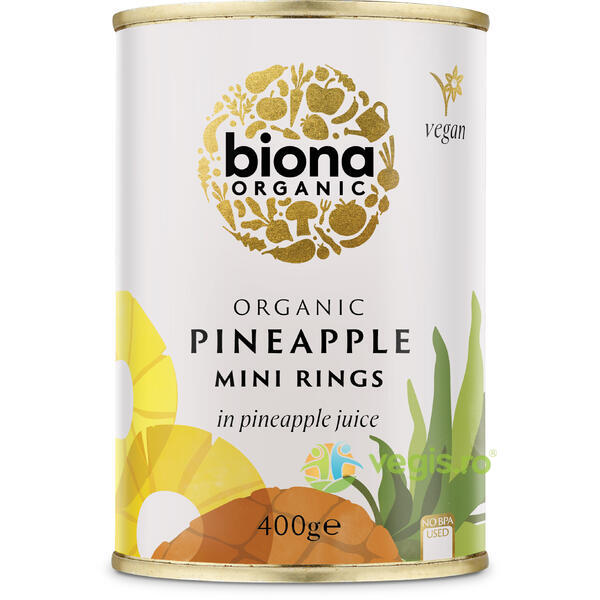 Mini Rondele de Ananas in Suc Propriu Ecologice/Bio 400g, BIONA, Conserve Naturale, 1, Vegis.ro