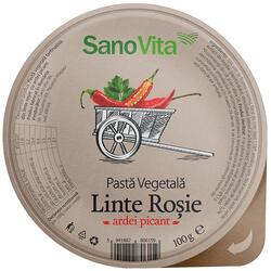 Pasta Vegetala Tartinabila din Linte Rosie cu Ardei Picant 100g SANOVITA
