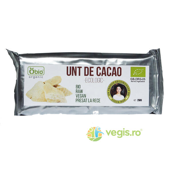 Unt de Cacao Raw Ecologic/Bio 250g, OBIO, Ingrediente Cosmetice Naturale, 1, Vegis.ro