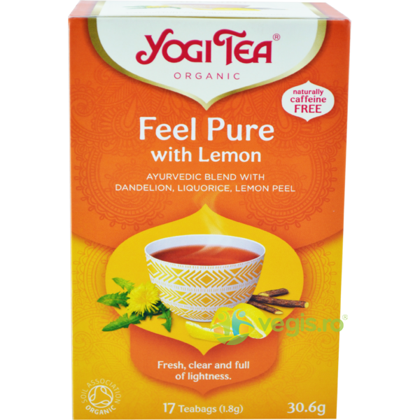 Ceai cu Papadie si Lamaie (Feel Pure) Ecologic/Bio 17dz, YOGI TEA, Ceaiuri doze, 1, Vegis.ro