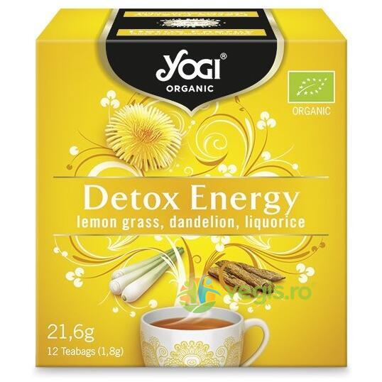 Ceai Detox Energy cu Lemongrass si Papadie Ecologic/Bio 12dz, YOGI TEA, Ceaiuri doze, 1, Vegis.ro