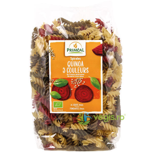 Paste Spirale in 3 Culori cu Quinoa Ecologice/Bio 500g, PRIMEAL, Paste, 1, Vegis.ro