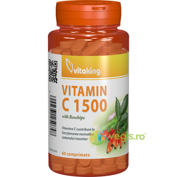 Vitamina C 1500mg cu Macese 60cpr, VITAKING, Capsule, Comprimate, 1, Vegis.ro