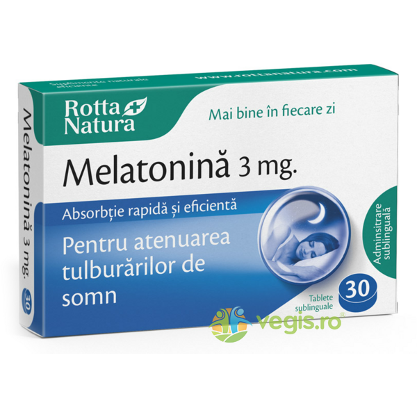 Melatonina 3mg 30cpr, ROTTA NATURA, Capsule, Comprimate, 1, Vegis.ro