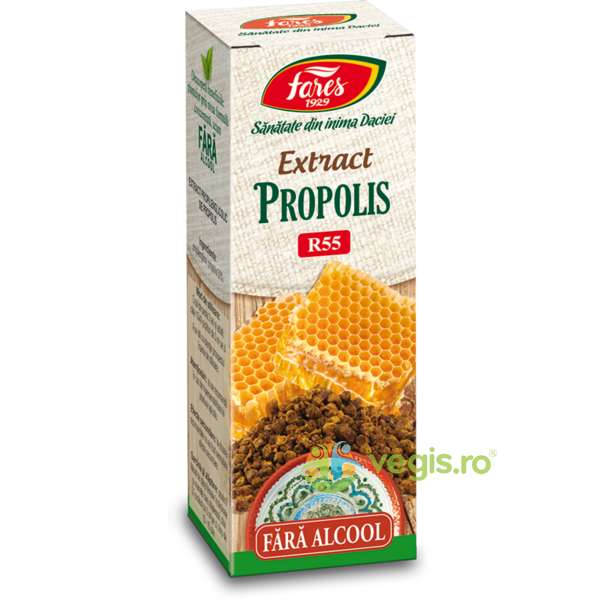 Extract Propolis fara Alcool (R55) 20ml, FARES, Tincturi simple, 1, Vegis.ro