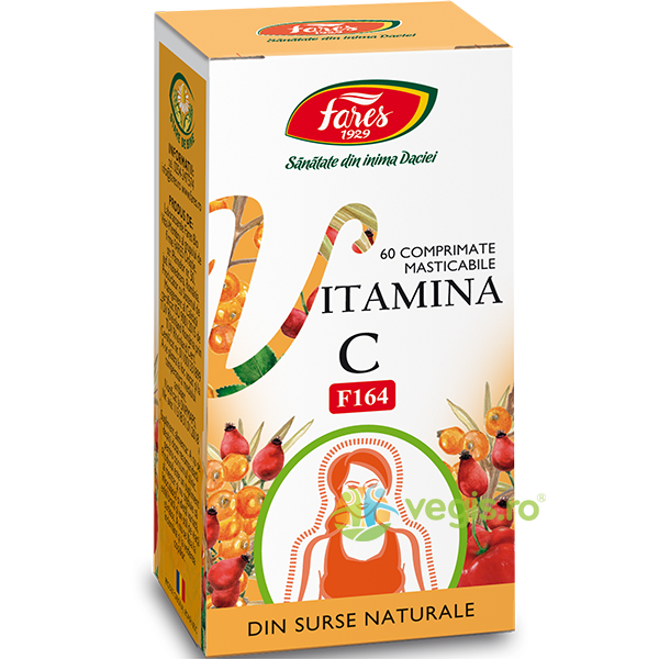 Vitamina C Naturala (F164) 60cpr masticabile, FARES, Raceala & Gripa, 1, Vegis.ro