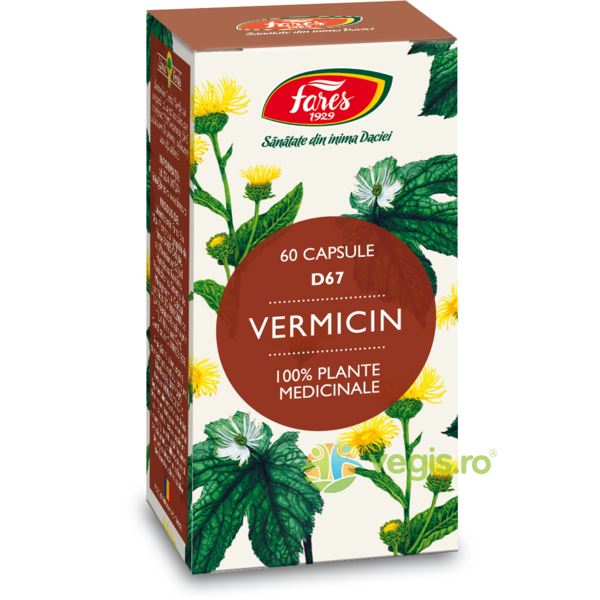 Vermicin (Antiparazitar) (D67) 60cps, FARES, Remedii Capsule, Comprimate, 2, Vegis.ro