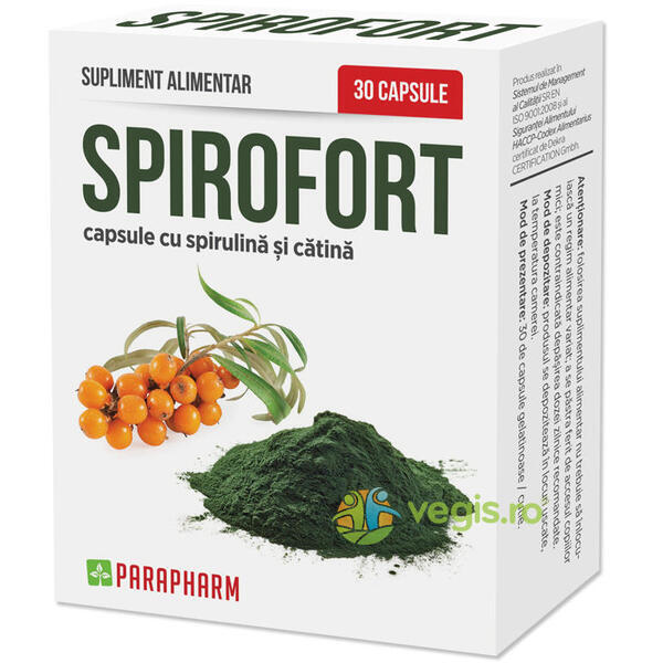 Spirofort -  Spirulina si Catina 30cps, QUANTUM PHARM, Remedii Capsule, Comprimate, 1, Vegis.ro