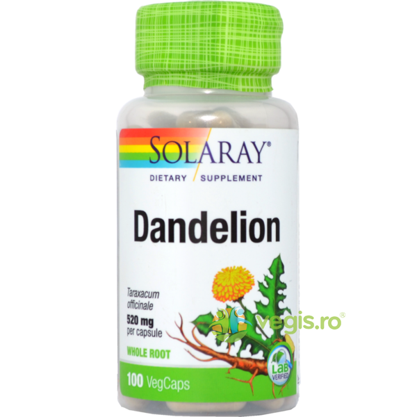 Dandelion (Papadie) 520mg 100cps Secom,, SOLARAY, Detoxifiere, 1, Vegis.ro