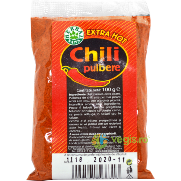 Chili Pudra Extra Hot 100g, HERBAVIT, Condimente, Sare, 1, Vegis.ro