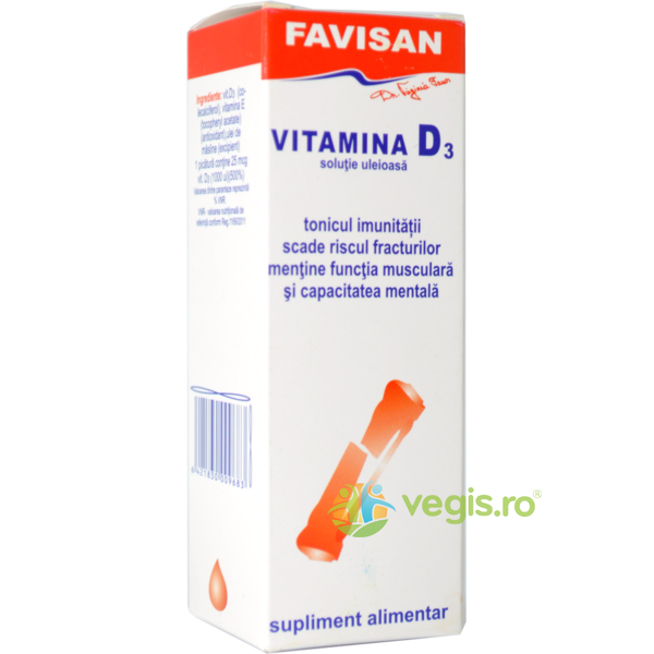 Vitamina D3 Uleioasa 30ml, FAVISAN, Vitamine, Minerale & Multivitamine, 2, Vegis.ro