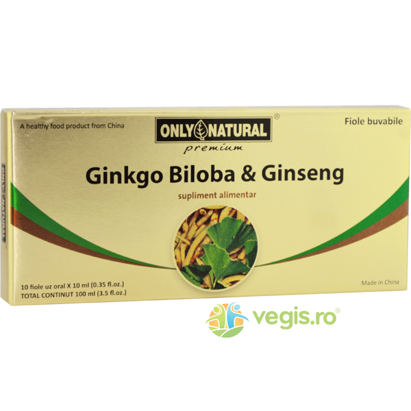 Ginkgo Biloba + Ginseng 10fiole*10ml, ONLY NATURAL, Fiole, 1, Vegis.ro