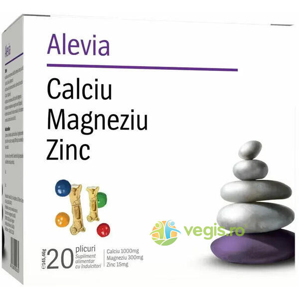 Calciu Magneziu Zinc 20plicuri, ALEVIA, Vitamine, Minerale & Multivitamine, 1, Vegis.ro