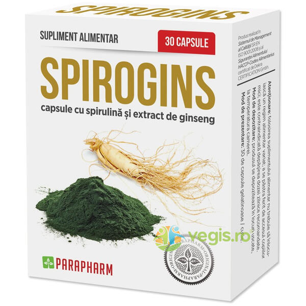 Spirogins - Spirulina si Ginseng 30cps, QUANTUM PHARM, Capsule, Comprimate, 1, Vegis.ro