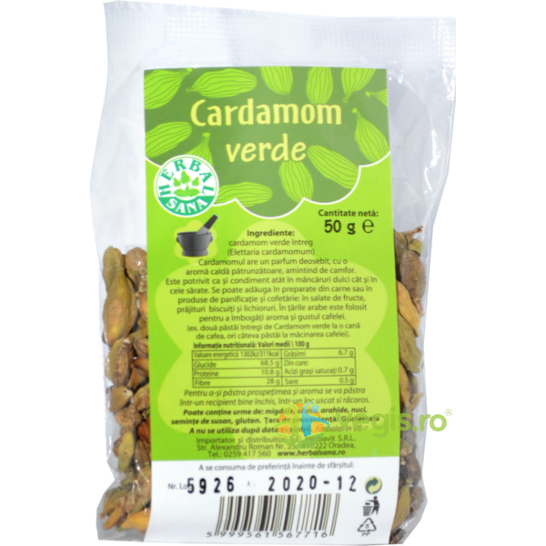 Cardamom Verde 50g, HERBAVIT, Condimente, Sare, 1, Vegis.ro