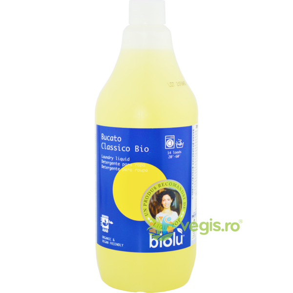 Detergent Lichid pentru Rufe Albe si Colorate Lamaie Ecologic/Bio 1L, BIOLU, Detergenti de Rufe, 1, Vegis.ro