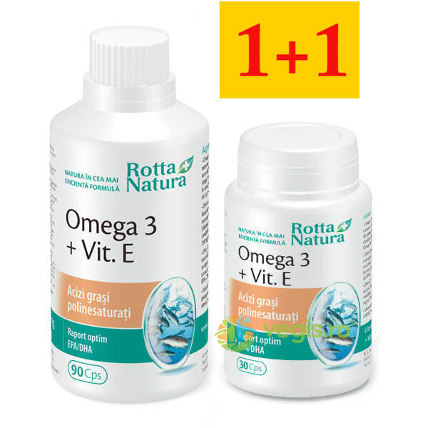 Omega 3 + Vitamina E 90cps+30cps, ROTTA NATURA, Capsule, Comprimate, 1, Vegis.ro