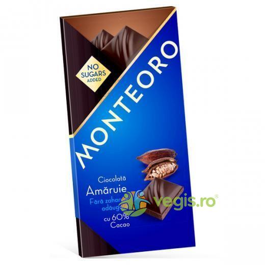 Ciocolata Amaruie Fara Zahar Monteoro 90g, SLY NUTRITIA, Dulciuri sanatoase, 2, Vegis.ro