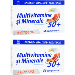 Pachet Multivitamine si Minerale + Ginseng 50+ 56cpr+56cpr ZDROVIT