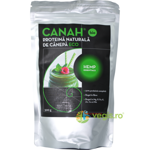 Pudra Proteica (Proteina naturala) De Canepa Ecologica 500gr, CANAH, Produse BIO, 2, Vegis.ro