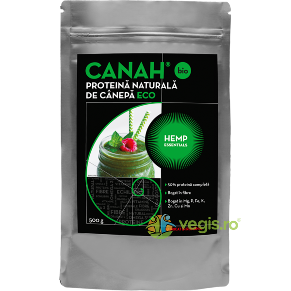Pudra Proteica (Proteina naturala) De Canepa Ecologica 500gr, CANAH, Produse BIO, 2, Vegis.ro