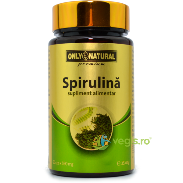 ON Spirulina 60Cps 590mg, ONLY NATURAL, Capsule, Comprimate, 1, Vegis.ro