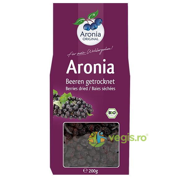 Fructe de Aronia Uscate Ecologice/Bio 200g, ARONIA ORIGINAL, Fructe uscate, 1, Vegis.ro