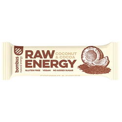 Baton Energizant Raw cu Nuca de Cocos si Cacao 50g BOMBUS