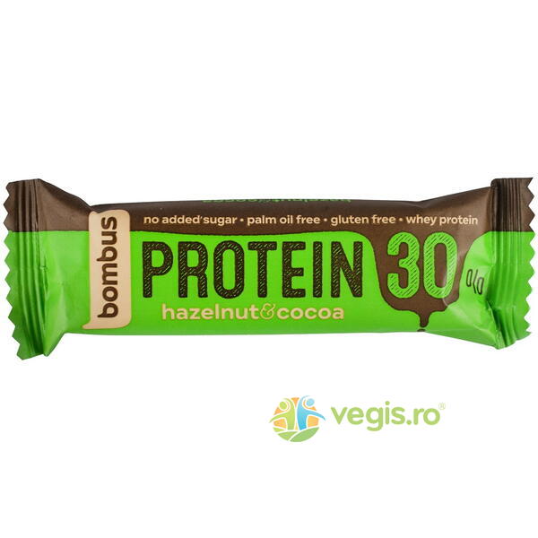 Baton Proteic cu Alune si Cacao (30% Proteine) 50g, BOMBUS, Batoane Proteice, 1, Vegis.ro