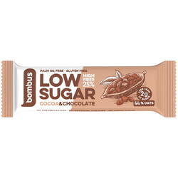 Baton Proteic Low Sugar cu Cacao si Ciocolata fara Gluten 40g BOMBUS
