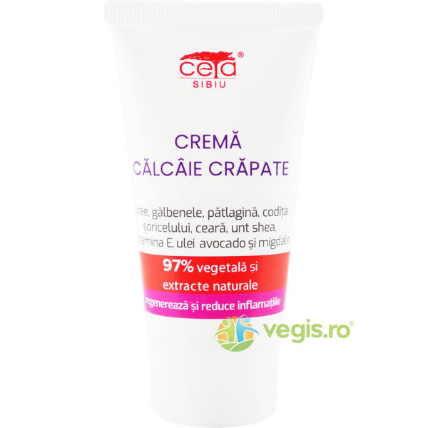 Crema pentru Calcaie Crapate cu Uree si Vitamina E 97% Vegetala 50ml, CETA SIBIU, Picioare, 1, Vegis.ro