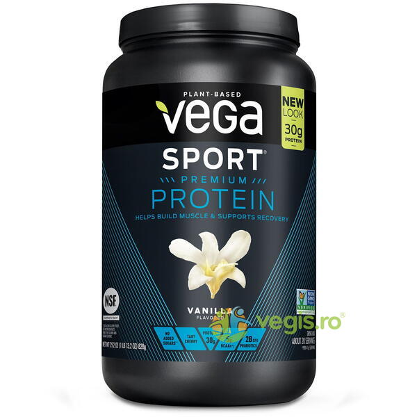 Proteina Vegetala cu Aroma de Vanilie Vega Sport Premium Protein 828g, GNC, Pulberi & Pudre, 1, Vegis.ro