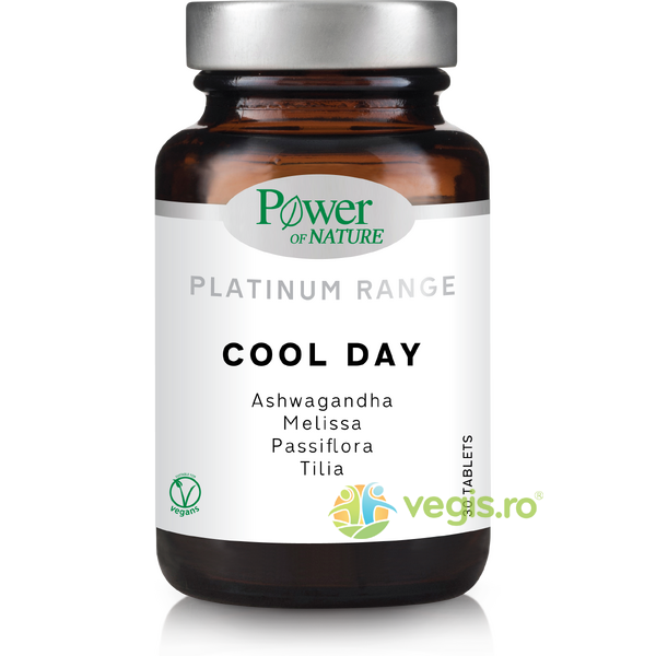 Cool Day (Ashwaganda, Roinita, Passiflora, Tei) Platinum 30tb, POWER OF NATURE, Capsule, Comprimate, 1, Vegis.ro