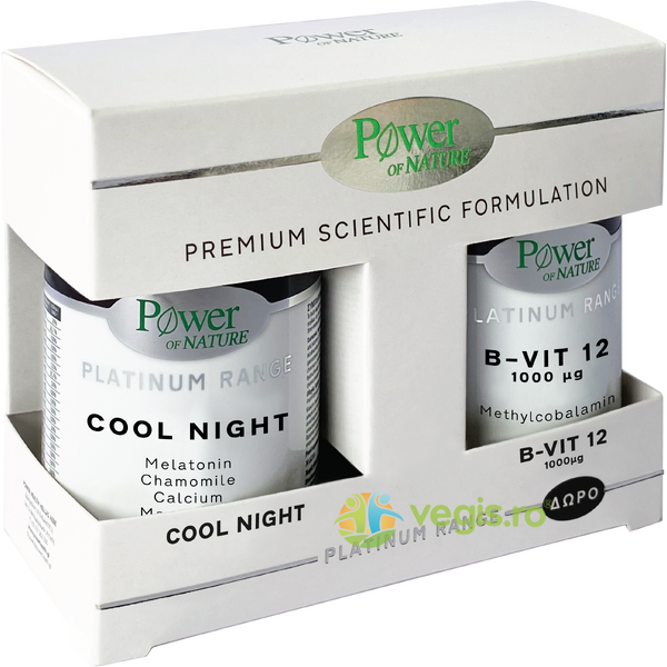 Pachet Cool Night Platinum 30cps + Vitamina B12 1000mg Platinum 20tb, POWER OF NATURE, Capsule, Comprimate, 1, Vegis.ro