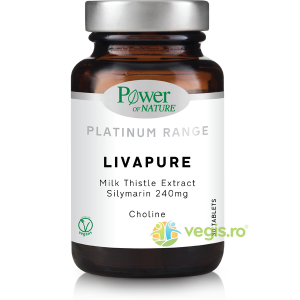LivaPure- Extract de Silimarina 240mg si Colina Platinum 30tb, POWER OF NATURE, Capsule, Comprimate, 1, Vegis.ro