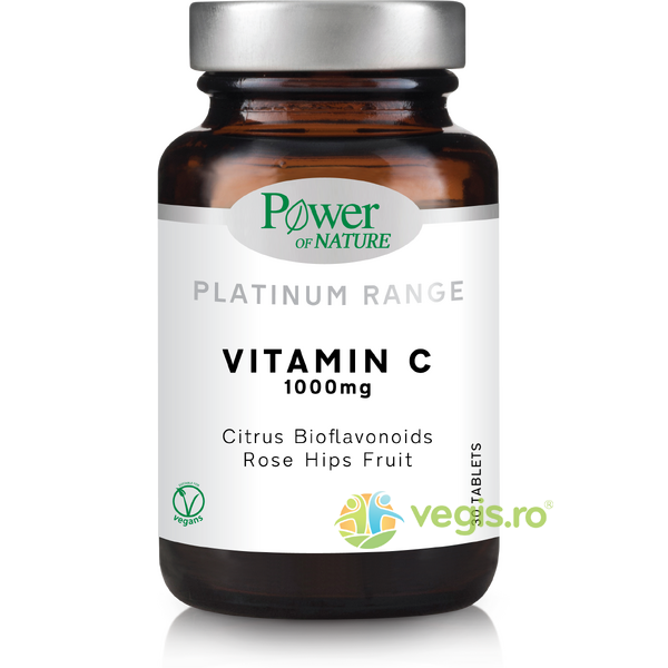 Vitamina C 1000mg cu Bioflavonoide din Citrice si Fructe de Maces Platinum 30tb, POWER OF NATURE, Vitamina C, 1, Vegis.ro